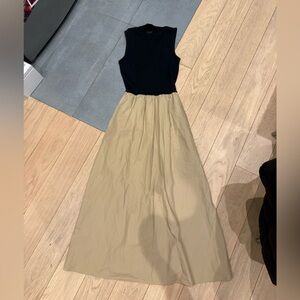 Gap Two Tone Drop Waist Black and Tan Maxi Dress